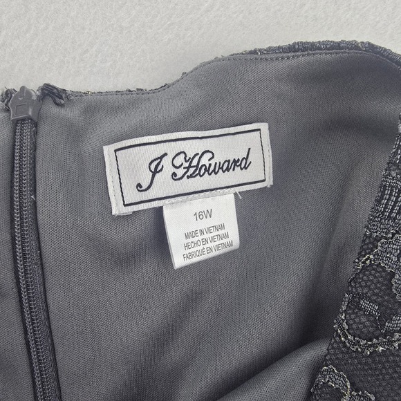 Jessica Howard NWT Lace‎ Sheath Sleeveless Party Cocktail Dress Charcoal Sz 16W - Picture 3 of 10